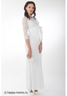 Платье свадебное для беременных белое гипюр в пол (99268)..